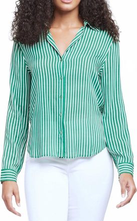 L'agence Holly Button Down Blouse In Amazon Green