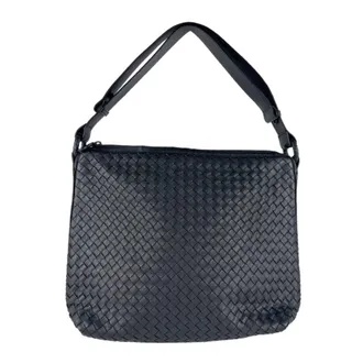 Bottega Veneta Intrecciato Black Leather Shoulder Bag (Pre-Owned)