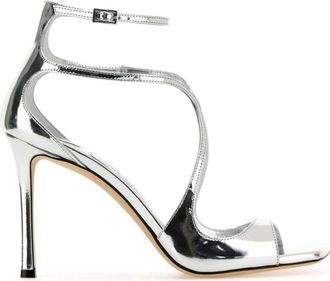 Jimmy Choo London Silver Leather Azia Heels