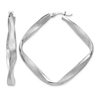 Diamond2Deal Sterling Silver Fancy Twisted Hoop Earrings