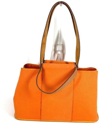 Herm&egrave;s Orange Canvas Leather Shoulder Bag Tote Bag (Pre-Owned)