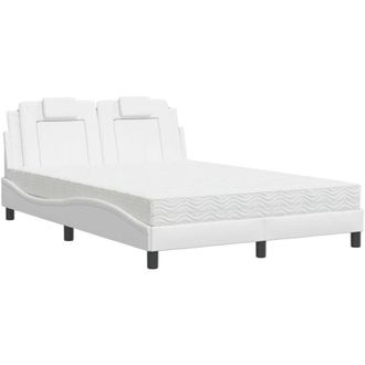 vidaXL Cama Con Colch&oacute;n Cuero Sint&eacute;tico Blanco 140x190 Cm Vidaxl