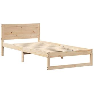 Berkfield Home Bed Frame Natural Solid Pine wood Single Tough Bed Frame in Beige
