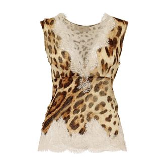 Ermanno Scervino Mouwloze top met kanten details - Dames - Tops zonder mouwen - Veelkleurig - S - Tops