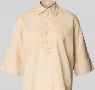 Emily van den Bergh Boxy Fit Bluse mit 3/4-Arm in Sand, Gr&ouml;&szlig;e 36