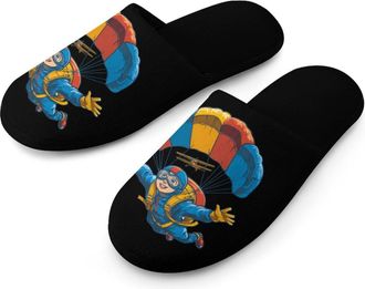 Generic Funny Skydiving Mens Slippers Warm Non-Slip Houes Shose Spa Slipper for Home Bedroom