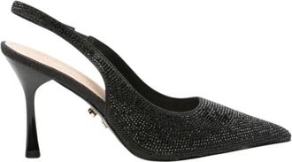 Twentyfourhaitch D&eacute;collet&eacute; slingback con punta a punta e cristalli - - Shoes - Donna - Nero - 37 EU