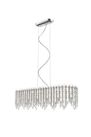 Netlighting Belize 6 Light LED Oblong Chrome Crystal Pendant Ceiling Light in Grey