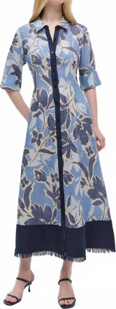 SIMKHAI Claudine Shirt Midi Dress In Blue Hydrangea Floral