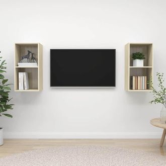 vidaXL Vidaxl - Muebles De Sal&oacute;n De Pared 2 Pzas Madera Ingenier&iacute;a Roble Sonoma