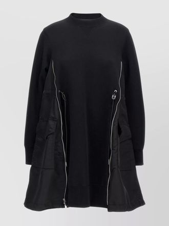 sacai drawstring crew neck zipper dress