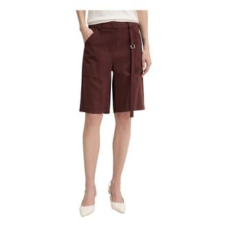 Patrizia Pepe Korte Broeken, Dames, Bruin, M, Leer, Tailored Bermuda Shorts