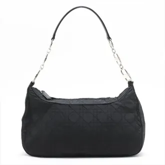 Dior Black Leather Nylon Shoulder Bag Tote Bag (Pre-Owned)