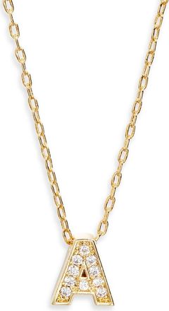 Nordstrom Pav&eacute; Cubic Zirconia Initial Necklace in A- Clear- Gold at Nordstrom