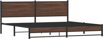 vidaXL Metal Bed Frame without Mattress Brown Oak 193x203 cm Vidaxl