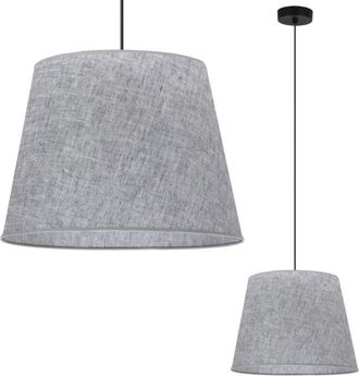 OEM L&aacute;mpara Colgante, Cono De Lino, Negro, 1 Plana, Pantalla Gris L03 38cm