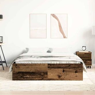 Berkfield Home Durable Bed Frame Frame Old Wood 120x190cm Small Double Wood in Brown