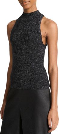 Vince Metallic Mock Neck Alpaca-Blend Tank