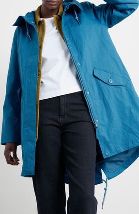 Seasalt Cornwall Seafaring Waterproof Linen & Cotton Hooded Coat in Shore at Nordstrom, Size 18 Us