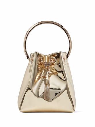 Jimmy Choo London Structured Metallic Finish Shoulder Bag with Circular Handle