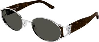 Saint Laurent M919 Zonnebril - Dames - Zonnebrillen - Grijs - 55 MM - Nylon - Accessoires