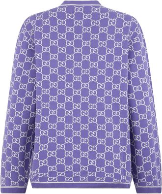 Gucci Womens Cardigan Embroidered Lilac Cotton Cardigans Sweater