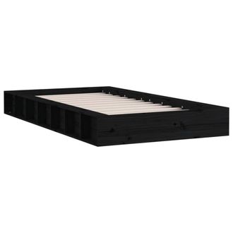 Berkfield Home Beautiful Bed Frame Black 75x190 cm Small Single Solid Wood