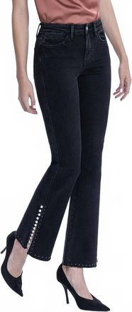 Flying Monkey High Rise Pearl Embellished Bootcut Jeans In Black