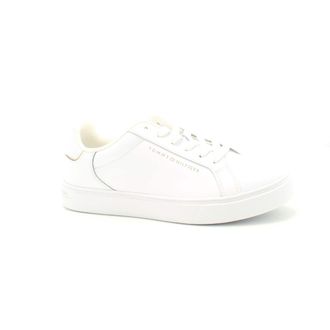 Tommy Hilfiger Womens Essential Leather Court Trainers, White (White), 6