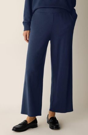 Eileen Fisher Wide Leg Organic Cotton Terry Pants in Ink at Nordstrom, Size X-Small