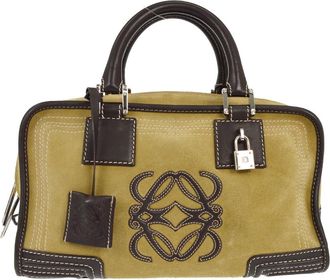 Loewe Amazona Bag Suede Beige Suede Handbag (Pre-Owned)