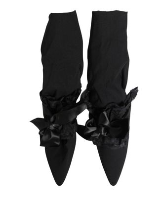 Dolce & Gabbana Womens Black Suede Mid Calf Boots Shoes