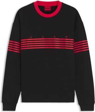 HUGO BOSS Relaxed-fit sweatshirt in cotton terry with printed stripes