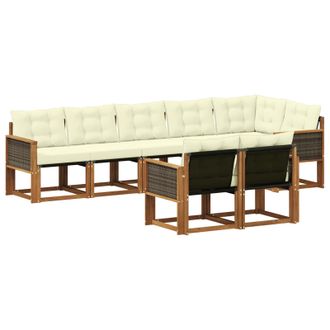 vidaXL Conjunto De Sof&aacute;s De Exterior Con Coj&iacute;n 8 Pcs Natural Y Crema Vidaxl