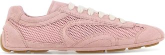Prada Pink Suede And Mesh Montecarlo Sneakers