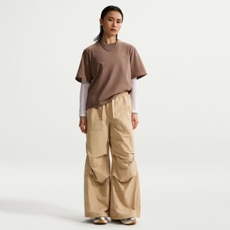 Nike Womens Nike Sportswear Loose Mid-Rise Structured Pants in Brown | IR1638-286