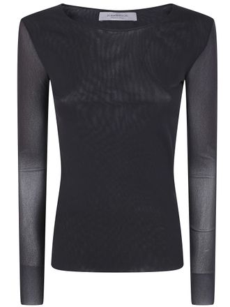 D.exterior D. EXTERIOR Sweater Long Sleeve Tulle Round Neck