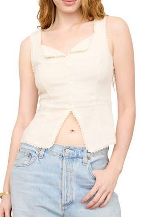 Blu Pepper Lace Trim Button Down Tank in Natural at Nordstrom Rack, Size Medium