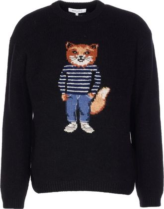 Maison Kitsun&eacute; Dressed Fox Embroidered Sweater