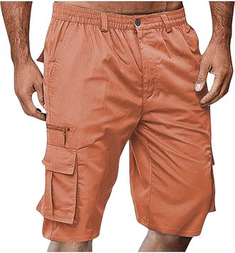 Generic Cargo Shorts for Men UK Summer Elastic Waist Running Shorts Mens Hiking Work Beach Short with Zip Pockets Casual Knee Length Bermuda Outdoor Lightweig
