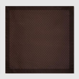 Gucci GG Silk Twill Jacquard Carr&eacute;, Brown, Silk