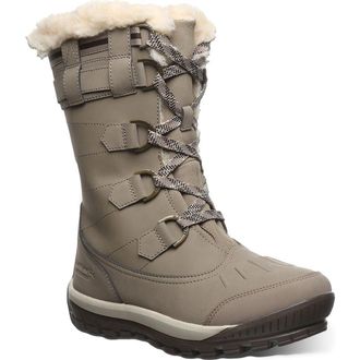 Bearpaw Desdemona Genuine Sheepskin Lined Lace-Up Boot in Stone at Nordstrom Rack, Size 8