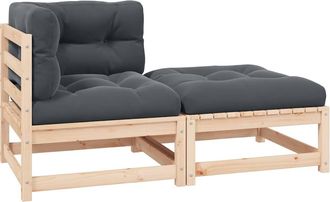 vidaXL Set Divani Da Giardino 2 Pz Con Cuscini Legno Massello Pino - Vidaxl