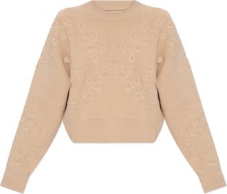 Ulla Johnson Trui Vanessa - Dames - Ronde hals truien - Beige - L - Katoen - Truien & Vesten