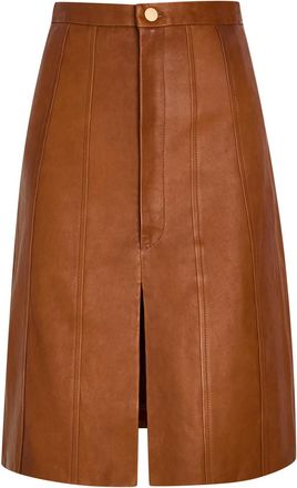 Skiim Alexandra Corset-effect Leather Knee-length Skirt - Brown - 38 (UK10 / S)