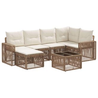 vidaXL Conjunto De Sof&aacute;s De Jard&iacute;n 7 Pcs Beige Y Blanco Crema Vidaxl