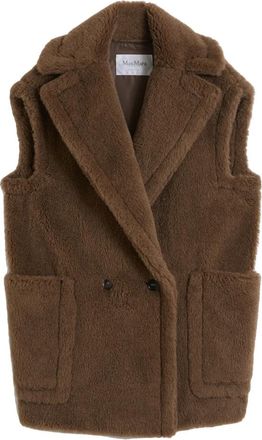 Max Mara Teddy Alpaca Wol Vest Bruin - Dames - Bodywarmers - Bruin - 3XS - Wol - Jassen