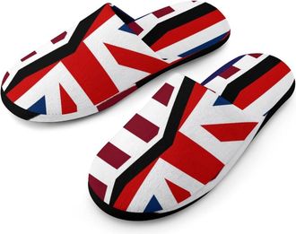 Generic U.S.A And UK Flag Mens Cozy House Slippers Winter Warm Shoes with Anti-Slip Sole for Travel Indoor Outdoor