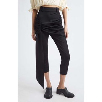 Paco Rabanne High Waist Drape Front Stretch Capri Pants in Black at Nordstrom, Size 10 Us