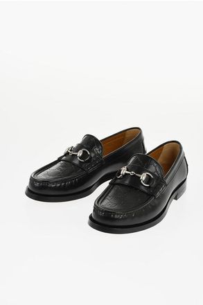 Gucci Mocassini in Pelle Spazzolata con Dettaglio Goffrato Monogra taglia 39